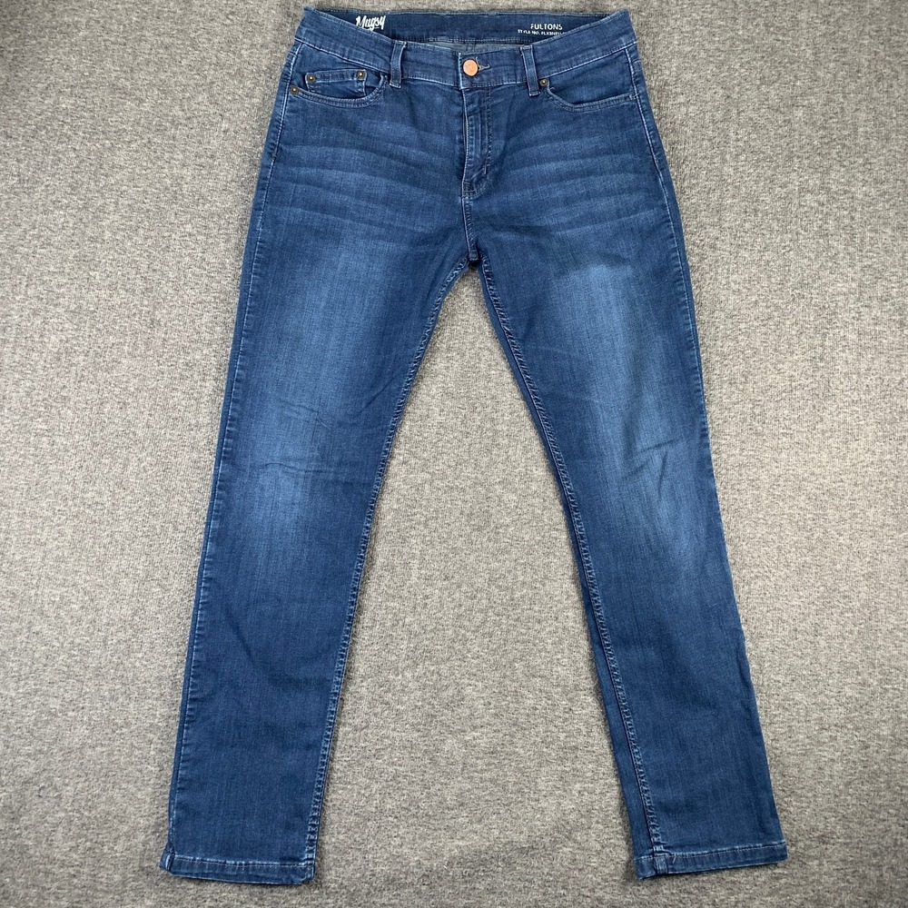 Mugsy Fultons Jeans Mens 35x30 Blue Stretch Modern
